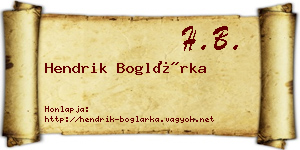 Hendrik Boglárka névjegykártya